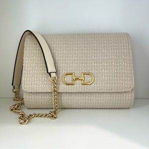 NWOT H&M Crossbody Clutch Bag in Light Beige with Gold Hardware